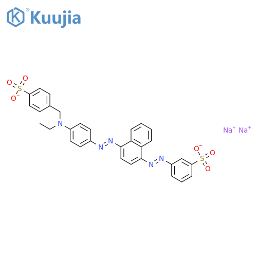 Benzenesulfonic acid,3-[2-[4-[2-[4-[ethyl[(4-sulfophenyl)methyl]amino]phenyl]diazenyl]-1-naphthalenyl]diazenyl]-,sodium salt (1:2) structure
