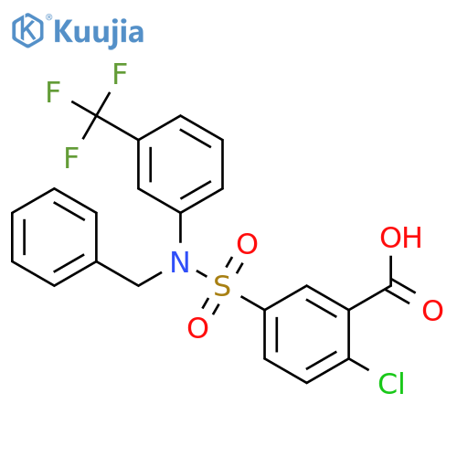 5-{benzyl3-(trifluoromethyl)phenylsulfamoyl}-2-chlorobenzoic acid structure