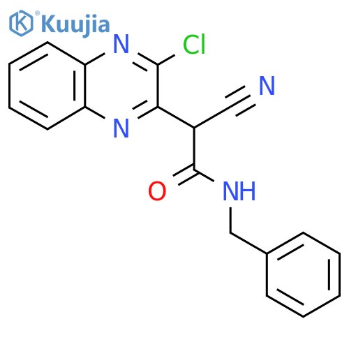 N-benzyl-2-(3-chloroquinoxalin-2-yl)-2-cyanoacetamide structure