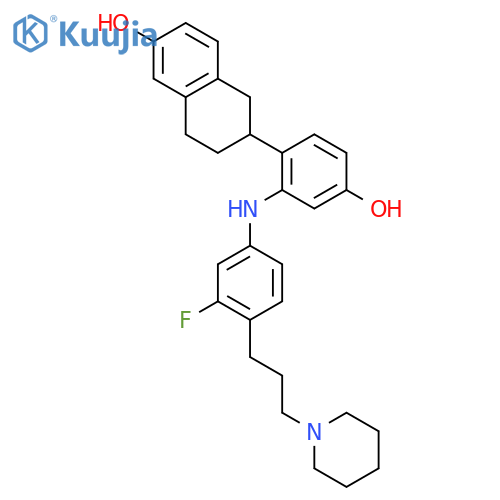 2-Naphthalenol,6-[2-[[3-fluoro-4-[3-(1-piperidinyl)propyl]phenyl]amino]-4-hydroxyphenyl]-5,6,7,8-tetrahydro- structure