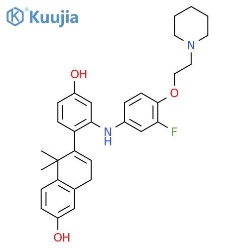 2-Naphthalenol,6-[2-[[3-fluoro-4-[2-(1-piperidinyl)ethoxy]phenyl]amino]-4-hydroxyphenyl]-5,8-dihydro-5,5-dimethyl- structure