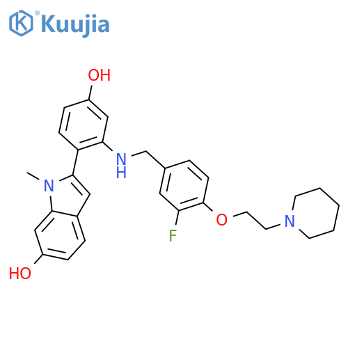 1H-Indol-6-ol,2-[2-[[[3-fluoro-4-[2-(1-piperidinyl)ethoxy]phenyl]methyl]amino]-4-hydroxyphenyl]-1-methyl- structure
