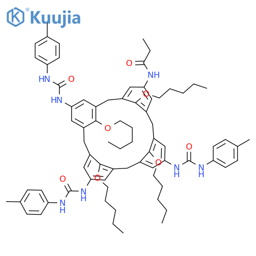 Propanamide, N-[11,17,23-tris[[[(4-methylphenyl)amino]carbonyl]amino]-25,26,27,28-tetrakis(pentyloxy)pentacyclo[19.3.1.13,7.19,13.115,19]octacosa-1(25),3,5,7(28),9,11,13(27),15,17,19(26),21,23-dodecaen-5-yl]- structure