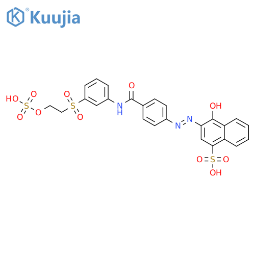 4-Hydroxy-3-[[4-[[3-(2-sulfooxyethylsulfonyl)phenyl]carbamoyl]phenyl]diazenyl]naphthalene-1-sulfonic acid structure
