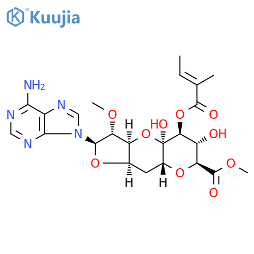 9-{6,10-anhydro-5-deoxy-11-methyl-2-O-methyl-8-O-[(2E)-2-methylbut-2-enoyl]-beta-D-arabino-alpha-L-ido-undec-7-ulopyranosefuranosyluronosyl}-9H-purin-6-amine structure