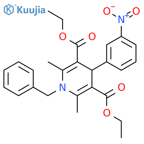 3,5-Pyridinedicarboxylicacid, 1,4-dihydro-2,6-dimethyl-4-(3-nitrophenyl)-1-(phenylmethyl)-, 3,5-diethylester structure