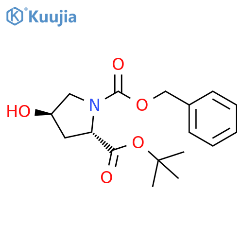 1,2-Pyrrolidinedicarboxylic acid, 4-hydroxy-, 2-(1,1-dimethylethyl)1-(phenylmethyl) ester, (2S,4R)- structure