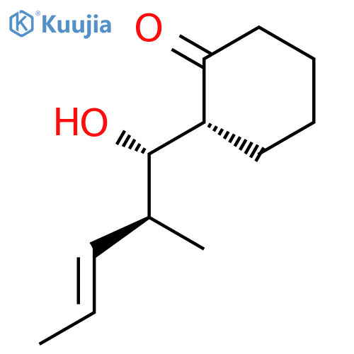 Cyclohexanone, 2-[(1S,2S,3E)-1-hydroxy-2-methyl-3-pentenyl]-, (2R)- structure