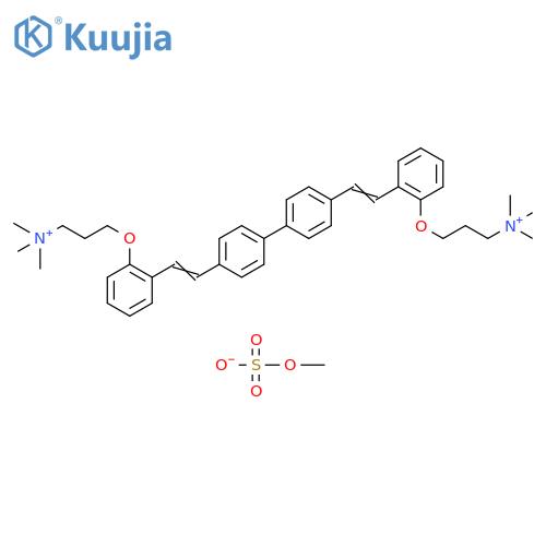 1-Propanaminium,3,3'-[[1,1'-biphenyl]-4,4'-diylbis(2,1-ethenediyl-2,1-phenyleneoxy)]bis[N,N,N-trimethyl-,bis(methylsulfate) structure
