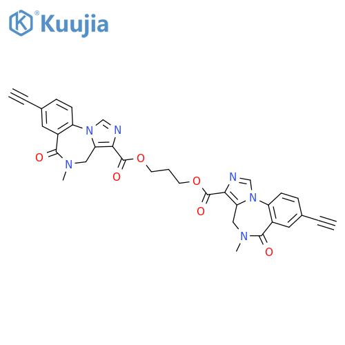 propane-1,3-diyl bis(8-ethynyl-5-methyl-6-oxo-5,6-dihydro-4H-imidazo[1,5-a][1,4]benzodiazepine-3-carboxylate) structure