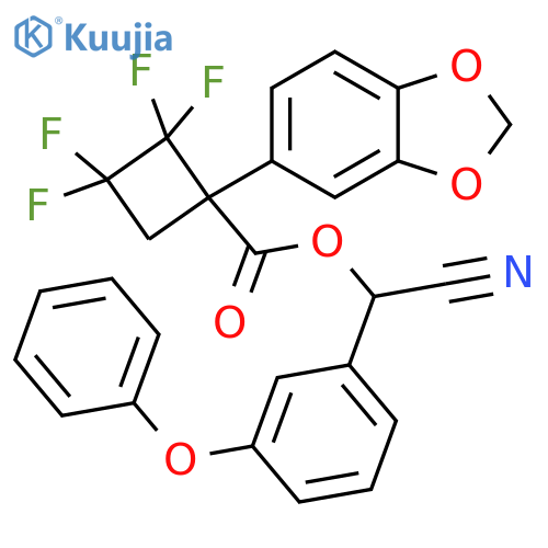 Cyclobutanecarboxylic acid, 1-(1,3-benzodioxol-5-yl)-2,2,3,3-tetrafluoro-, cyano(3-phenoxyphenyl)methyl ester structure