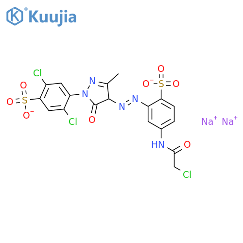 Benzenesulfonic acid,2,5-dichloro-4-[4-[2-[5-[(2-chloroacetyl)amino]-2-sulfophenyl]diazenyl]-4,5-dihydro-3-methyl-5-oxo-1H-pyrazol-1-yl]-,sodium salt (1:2) structure