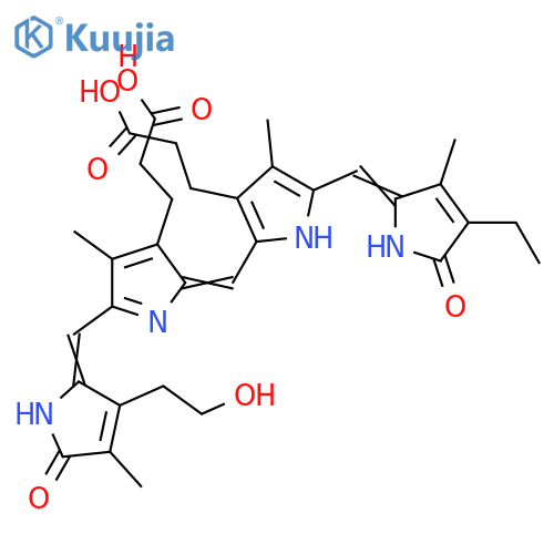 21H-Biline-8,12-dipropanoic acid, 18-ethyl-1,19,22,24-tetrahydro-3-(2-hydroxyethyl)-2,7,13,17-tetramethyl-1,19-dioxo- (9CI) structure
