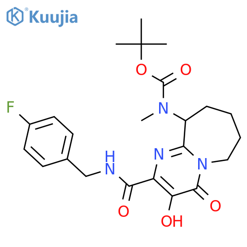 Carbamic acid,N-[2-[[[(4-fluorophenyl)methyl]amino]carbonyl]-4,6,7,8,9,10-hexahydro-3-hydroxy-4-oxopyrimido[1,2-a]azepin-10-yl]-N-methyl-,1,1-dimethylethyl ester structure