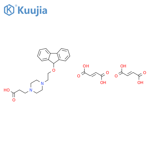 3-{4-[2-(9H-fluoren-9-yloxy)ethyl]piperazin-1-yl}propanoic acid di[(2E)-but-2-enedioate] structure