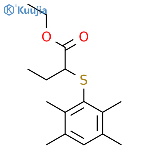 ethyl 2-[(2,3,5,6-tetramethylphenyl)sulfanyl]butanoate structure