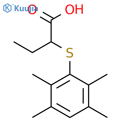 2-[(2,3,5,6-tetramethylphenyl)sulfanyl]butanoic acid structure