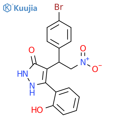 4-[1-(4-Bromophenyl)-2-nitroethyl]-1,2-dihydro-5-(2-hydroxyphenyl)-3H-pyrazol-3-one structure