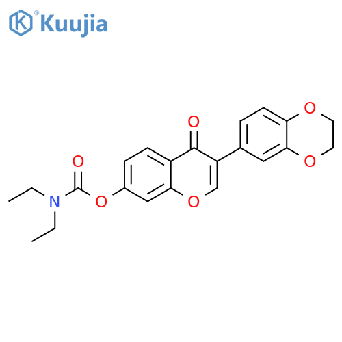3-(2,3-dihydro-1,4-benzodioxin-6-yl)-4-oxo-4H-chromen-7-yl N,N-diethylcarbamate structure