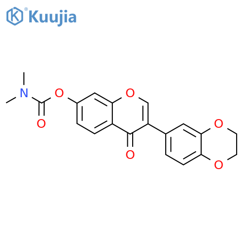 3-(2,3-dihydro-1,4-benzodioxin-6-yl)-4-oxo-4H-chromen-7-yl N,N-dimethylcarbamate structure