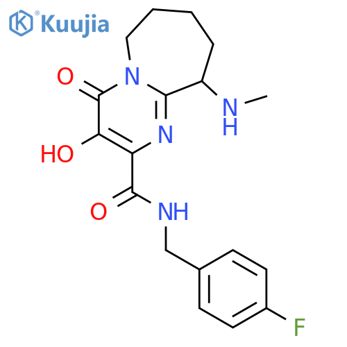 N-[(4-fluorophenyl)methyl]-3-hydroxy-10-(methylamino)-4-oxo-7,8,9,10-tetrahydro-6h-pyrimido[1,2-a]azepine-2-carboxamide structure
