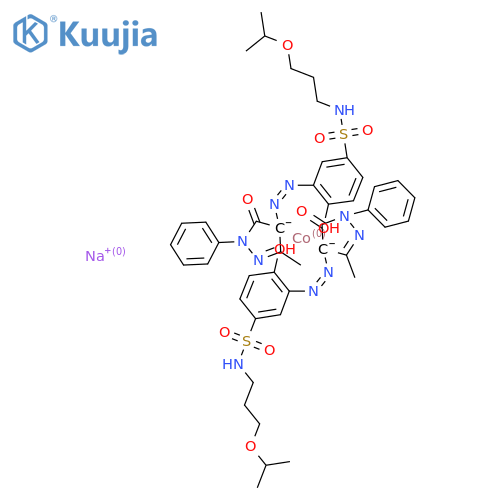 Cobaltate(1-), bis[3-[2-[4,5-dihydro-3-methyl-5-(oxo-κO)-1-phenyl-1H-pyrazol-4-yl]diazenyl-κN1]-4-(hydroxy-κO)-N-[3-(1-methylethoxy)propyl]benzenesulfonamidato(2-)]-, sodium (1:1) structure
