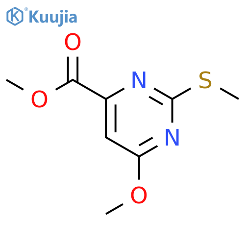 4-Pyrimidinecarboxylicacid, 6-methoxy-2-(methylthio)-, methyl ester structure