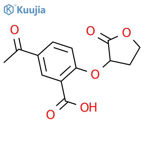 Benzoic acid, 5-acetyl-2-[(tetrahydro-2-oxo-3-furanyl)oxy]- structure