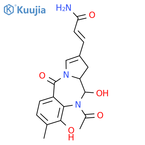 2-Propenamide,3-(10-acetyl-5,10,11,11a-tetrahydro-9,11-dihydroxy-8-methyl-5-oxo-1H-pyrrolo[2,1-c][1,4]benzodiazepin-2-yl)-,[11R-[2(E),11a,11ab]]- (9CI) structure