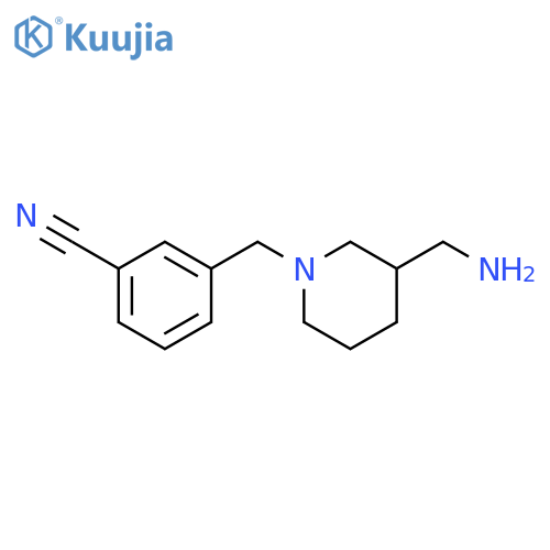 3-{[3-(aminomethyl)piperidin-1-yl]methyl}benzonitrile structure