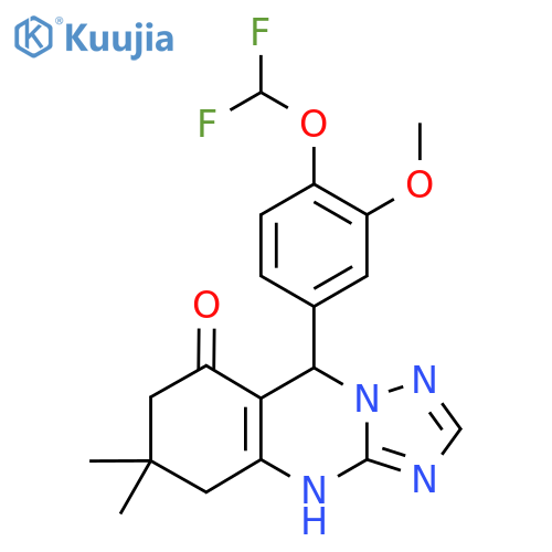 9-4-(difluoromethoxy)-3-methoxyphenyl-6,6-dimethyl-4H,5H,6H,7H,8H,9H-1,2,4triazolo3,2-bquinazolin-8-one structure