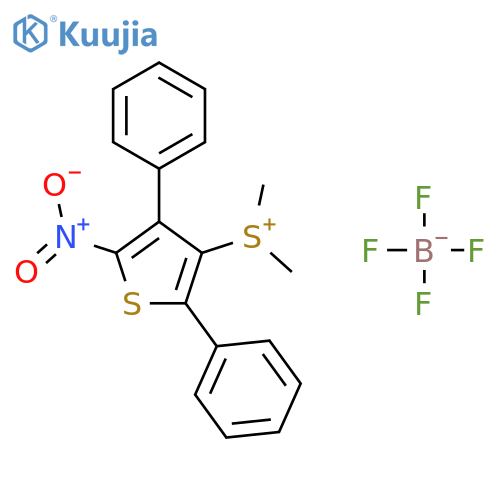 3-(dimethylsulfonio)-2,4-diphenyl-5-nitrothiophene Tetrafluoroborate structure