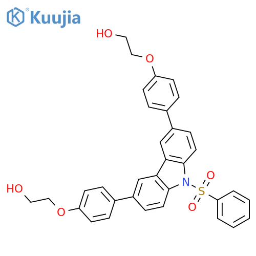 9H-Carbazole, 3,6-bis[4-(2-hydroxyethoxy)phenyl]-9-(phenylsulfonyl)- structure
