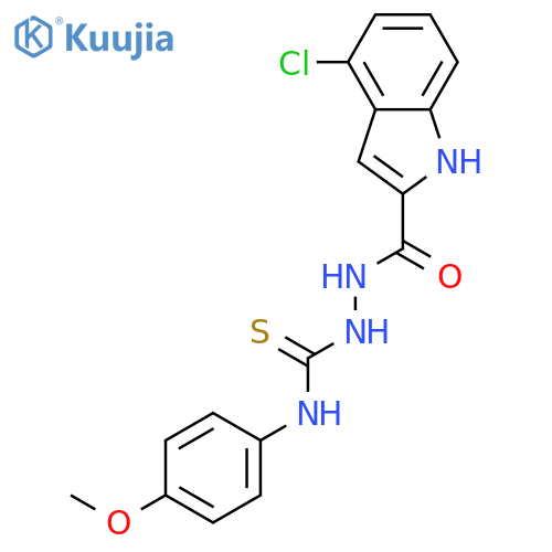 2-[(4-chloro-1H-indol-2-yl)carbonyl]-N-(4-methoxyphenyl)hydrazinecarbothioamide structure