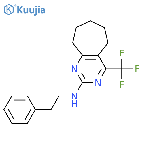<br>N-(2-phenylethyl)-4-(trifluoromethyl)-6,7,8,9-tetrahydro-5H-cyclohepta[d]py rimidin-2-amine structure
