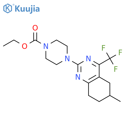 <br>ethyl 4-[6-methyl-4-(trifluoromethyl)-5,6,7,8-tetrahydroquinazolin-2-yl]pip erazine-1-carboxylate structure