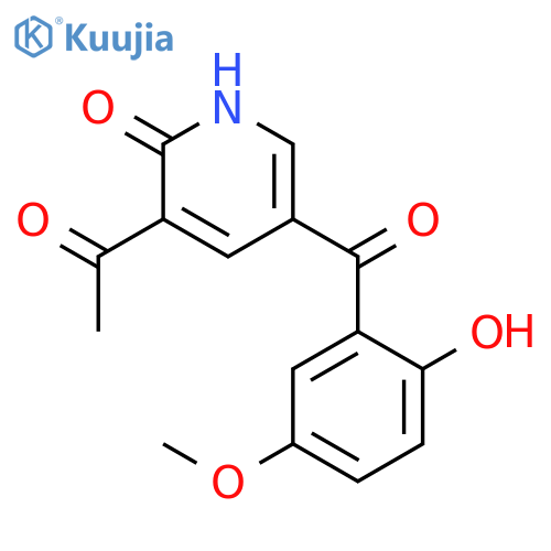 2(1H)-PYRIDINONE, 3-ACETYL-5-(2-HYDROXY-5-METHOXYBENZOYL)- structure