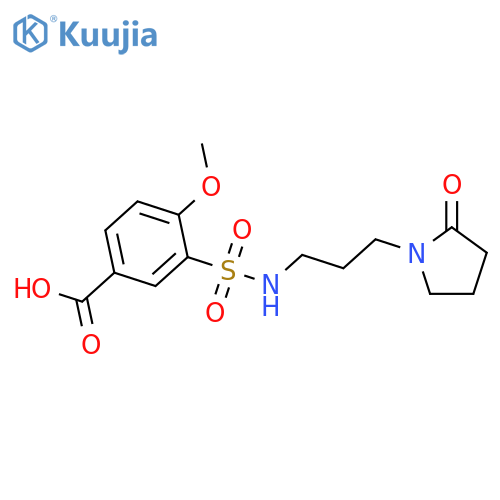 4-methoxy-3-({[3-(2-oxopyrrolidin-1-yl)propyl]amino}sulfonyl)benzoic acid structure