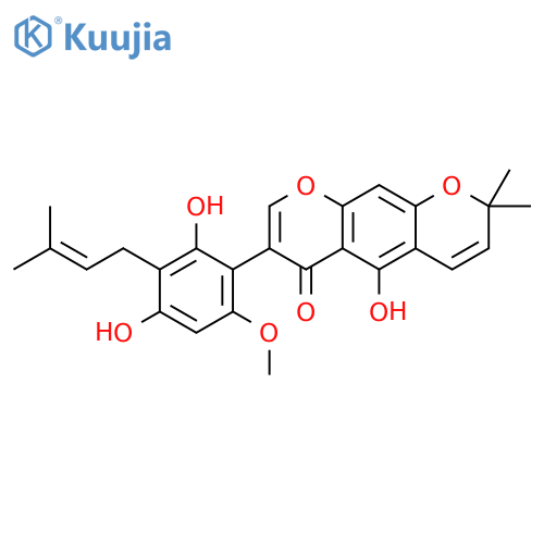 2H,6H-Benzo[1,2-b:5,4-b']dipyran-6-one, 7-[2,4-dihydroxy-6-methoxy-3-(3-methyl-2-butenyl)phenyl]-5-hydroxy-2,2-dimethyl- (9CI) structure
