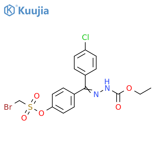 Hydrazinecarboxylic acid,[[4-[[(bromomethyl)sulfonyl]oxy]phenyl](4-chlorophenyl)methylene]-, ethylester structure