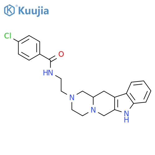 4-chloro-N-[2-(3,4,6,7,12,12a-hexahydropyrazino[1',2':1,6]pyrido[3,4-b]indol-2(1H)-yl)ethyl]benzamide structure