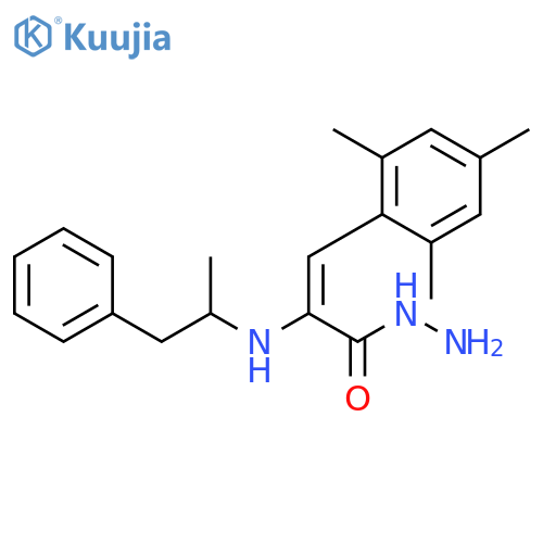 (2E)-2-[(1-methyl-2-phenylethyl)amino]-3-(2,4,6-trimethylphenyl)prop-2-enehydrazide structure