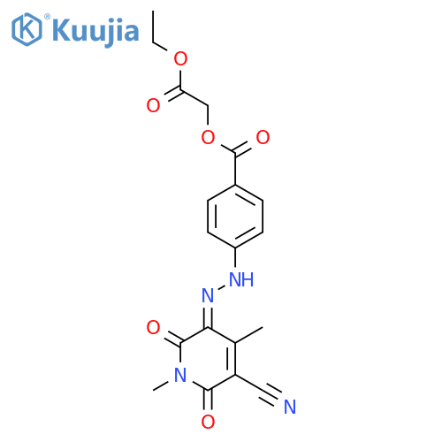 Benzoic acid,4-[2-(5-cyano-1,6-dihydro-2-hydroxy-1,4-dimethyl-6-oxo-3-pyridinyl)diazenyl]-,2-ethoxy-2-oxoethyl ester structure