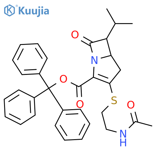 1-Azabicyclo[3.2.0]hept-2-ene-2-carboxylicacid, 3-[[2-(acetylamino)ethyl]thio]-6-(1-methylethyl)-7-oxo-, triphenylmethylester (9CI) structure