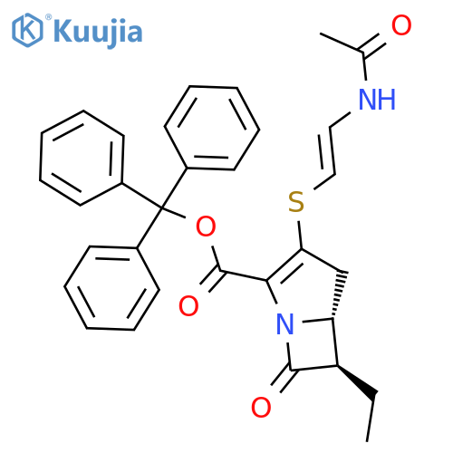 1-Azabicyclo[3.2.0]hept-2-ene-2-carboxylicacid, 3-[[2-(acetylamino)ethenyl]thio]-6-ethyl-7-oxo-, triphenylmethyl ester(9CI) structure