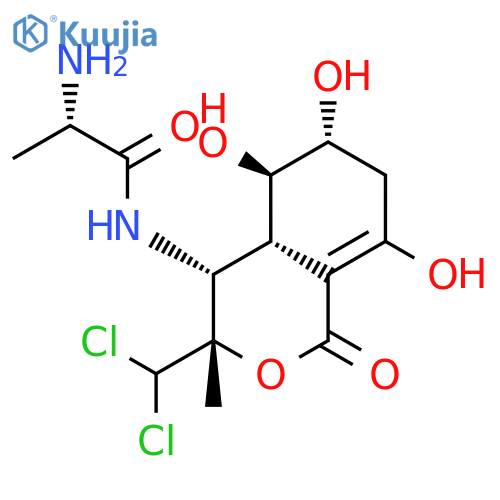 Propanamide,2-amino-N-[(3S,4R,4aR,5R,6R)-3-(dichloromethyl)-3,4,4a,5,6,7-hexahydro-5,6,8-trihydroxy-3-methyl-1-oxo-1H-2-benzopyran-4-yl]-,(2S)- structure