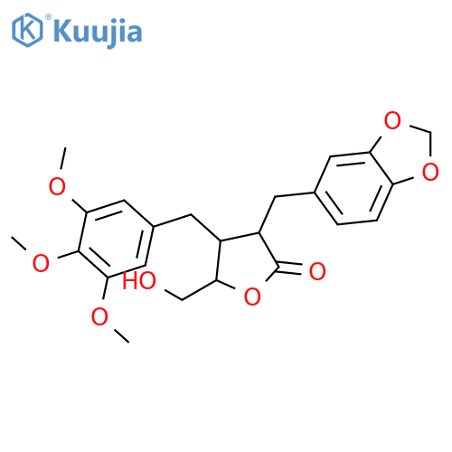 3-(1,3-benzodioxol-5-ylmethyl)-5-(hydroxymethyl)-4-[(3,4,5-trimethoxyphenyl)methyl]oxolan-2-one structure