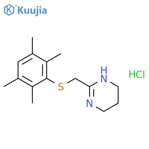 2-{[(2,3,5,6-tetramethylphenyl)sulfanyl]methyl}-1,4,5,6-tetrahydropyrimidine hydrochloride structure