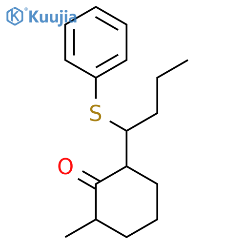 CYCLOHEXANONE, 2-METHYL-6-[1-(PHENYLTHIO)BUTYL]- structure