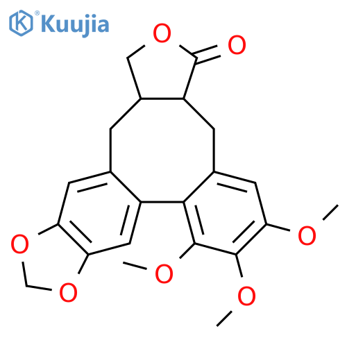 Benzo[3,4]furo[3',4':6,7]cycloocta[1,2-f][1,3]benzodioxol-3(1H)-one,3a,4,14,14a-tetrahydro-6,7,8-trimethoxy-, (3aR,8aS,14aR)-rel-(-)- structure
